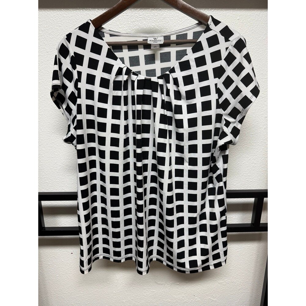 Womens Worthington 1X Black and White Blouse